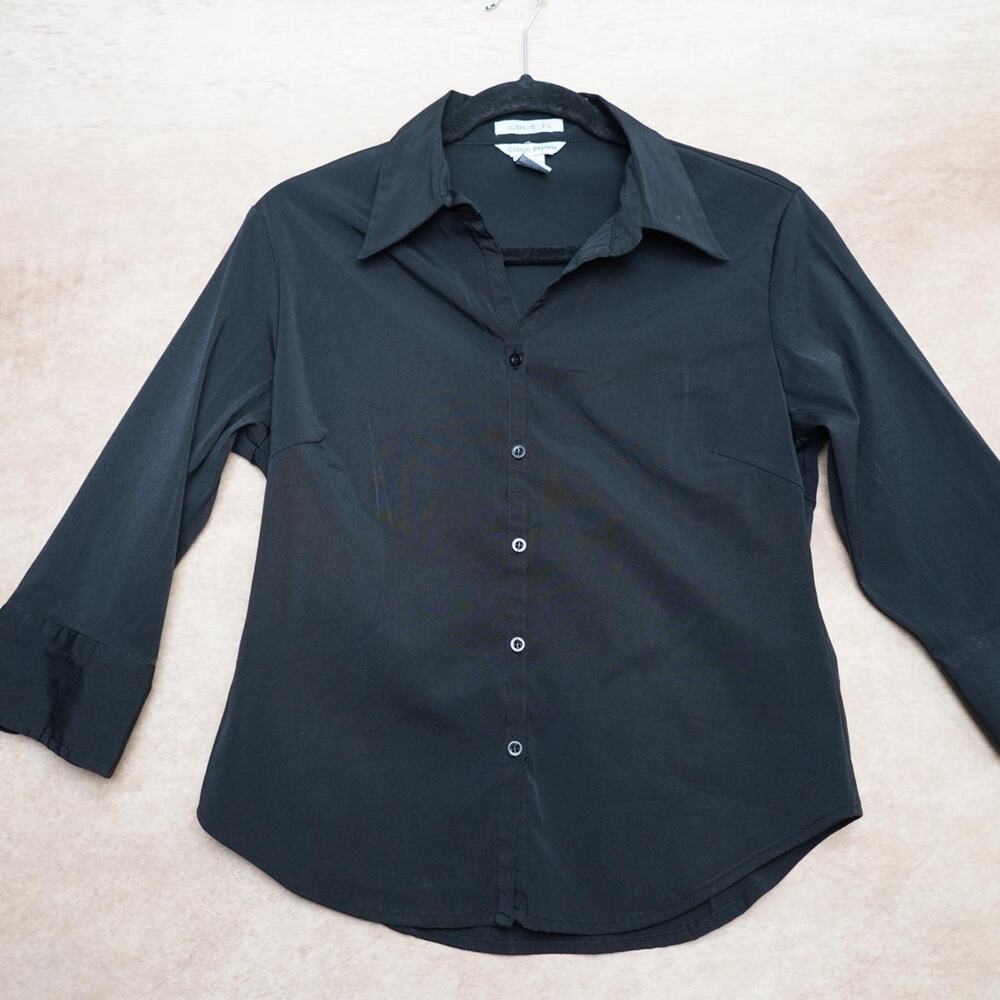 Vintage Cotton Express Stretch Button Up Black M
